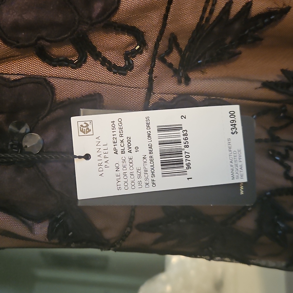 Adrianna Papell Black and Tan Floral Maxi Dress - Picture 5 of 12